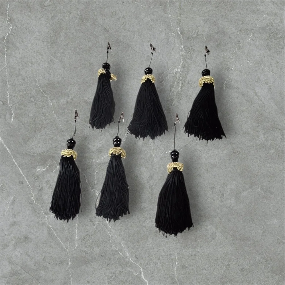 Vintage Black and Gold Tassel Clips - 6 AS IS Lot